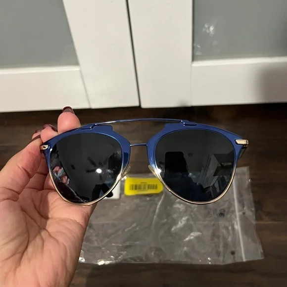 Dior Blue and Gold Sunglasses - Picture 3 of 6